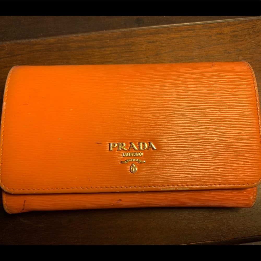 Orange Prada wallet